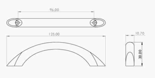 Moderná nábytková úchytka na kuchynské skrinky L-125 biela 96mm + skrutky