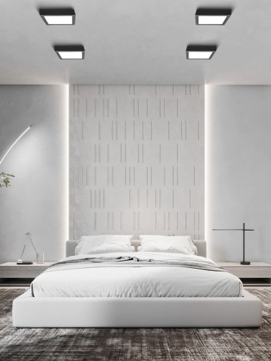 Prisadený LED panel 18W NW čierny 17,5x17,5cm stropné svietidlo Plafon štvorcové