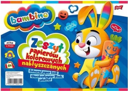 BAMBINO Zápisník z lesklých farebných papierov, A4