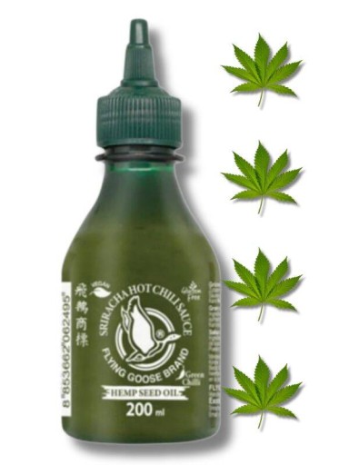 Sriracha Konopné chilli horúca konopná omáčka Flying Goos Konopný olej 200 ml
