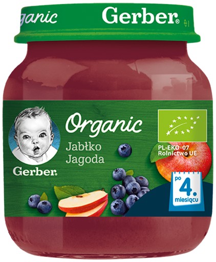 Gerber Bio jablko-čučoriedka pre bábätká po 4 mesiacoch 125 g