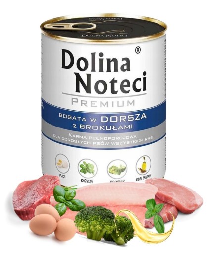 DOLINA NOTECI PREMIUM vlhké krmivo pre psov bohaté na tresku s brokolicou 800g