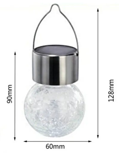SOLÁRNA ZÁHRADNÁ LAMPA ZÁVISNÁ STRIEBORNÁ ŽIAROVKA 13CM