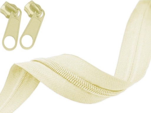 ŠPIRÁLOVÁ Zipsová páska 5MM KRÉMOVÁ - 5MB 10 Zipsov