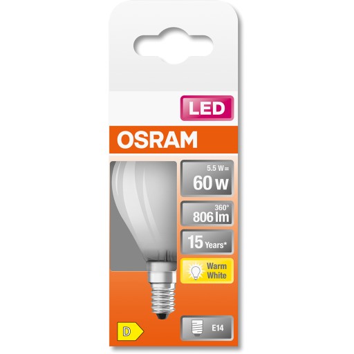 LED žiarovka SMALL BALL E14 5,5W = 60W 2700K OSRAM