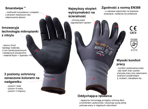 Pracovné rukavice, ochranné rukavice odolné proti prerezaniu K2, veľkosť 10 XL