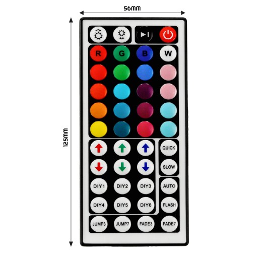 Ovládač ovládača pre RGB LED pásy, diaľkové ovládanie IR44 6A
