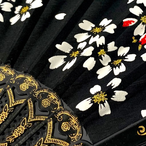 Ručný ventilátor Fabric BLACK gold 20s