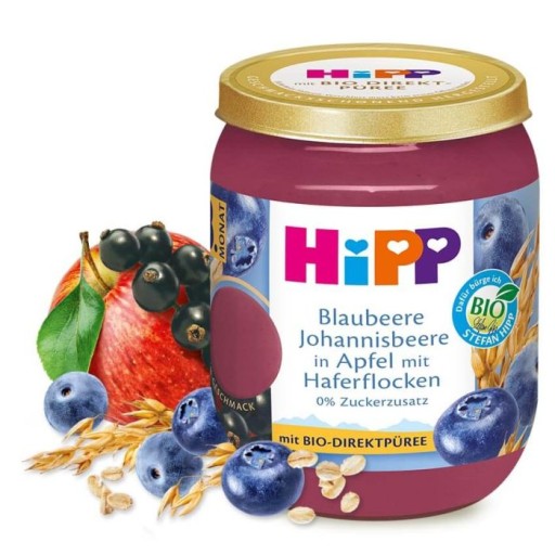 Hipp ovsené vločky čučoriedka čierna ríbezľa jablko 8m 160g