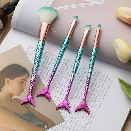 MERMAID MAKEUP BRUCHES SET BRUSH BRUSH, 4 ks.