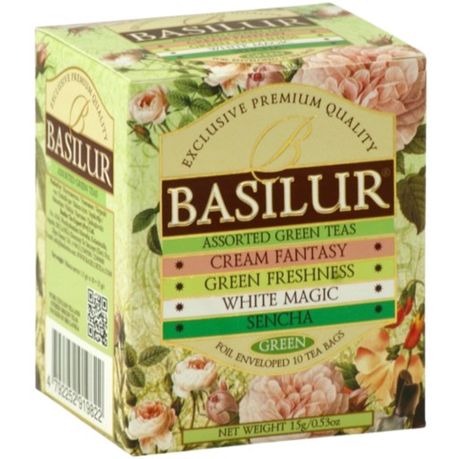 Sada zeleného čaju Basilur 4 PRÍCHUTINY 10x1,5g