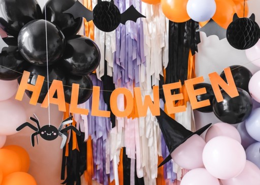 PANANER HALLOWEEN GALANDA, ORANŽOVÉ NÁPIS, DEKORÁCIA, 250 CM