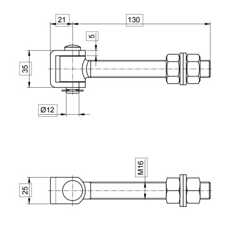 PÁNTY NASTAVITEĽNÝ PÁNT M16 BRÁNY KNÚTY 130mm