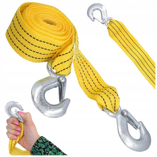 Ťažný popruh, ťažné lano do auta na hák, ťažné lano 3M, 3 tony