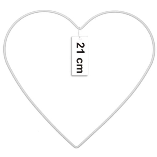 Ozdoba KOVOVÝ PRSTEŇ BIELE SRDCE, 21 cm