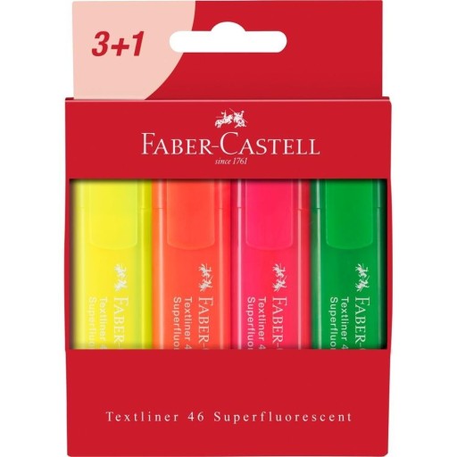Fluo 1546 Faber-Castell Highlighters 4 farby kartónové puzdro