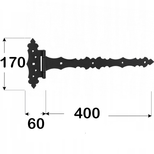 ZOB400C TROJUHOLNÍKOVÝ PÁNT, DEKORATÍVNY, ČIERNY 400x170