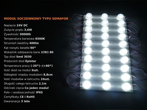 VEĽMI VÝKONNÉ LED MODULY SEMAFOR 24V 3,6W 400 LUMEN