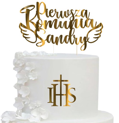 WINGS Topper COMMUNION set IHS ozdoba na tortu s menom