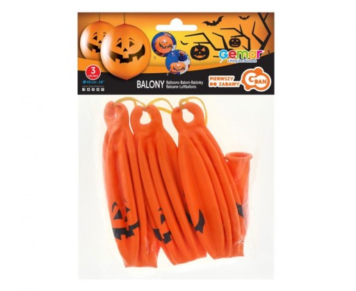 Balóny, tekvice, guličky na gumičke, halloweenske, veľké, 45 cm x3