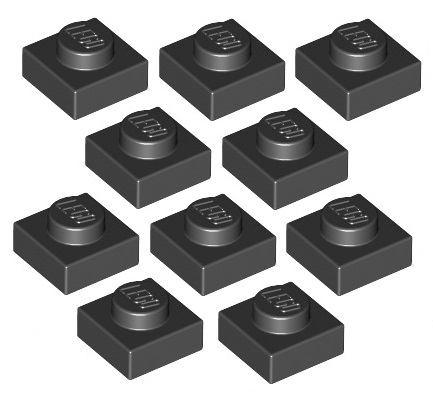 LEGO Plate 1x1 čierna/čierna (3024/302426) x10