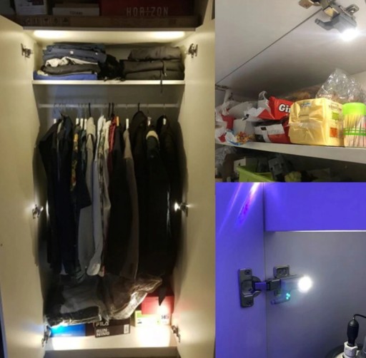 Skriňová lampa Výklopná šatníková skriňa Dvere 3 LED nočné osvetlenie šatníka