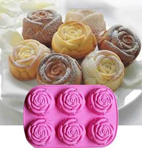 Silikónová forma ruža pohár na muffiny mydlový vosk ruže 339