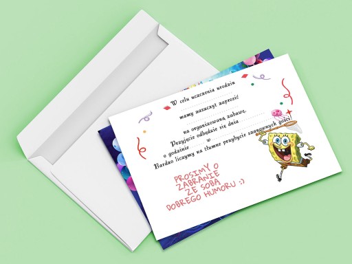 POZVÁNKA NA NARODENINY DIEŤAŤA SPONGEBOB + OBÁLKA ZDARMA