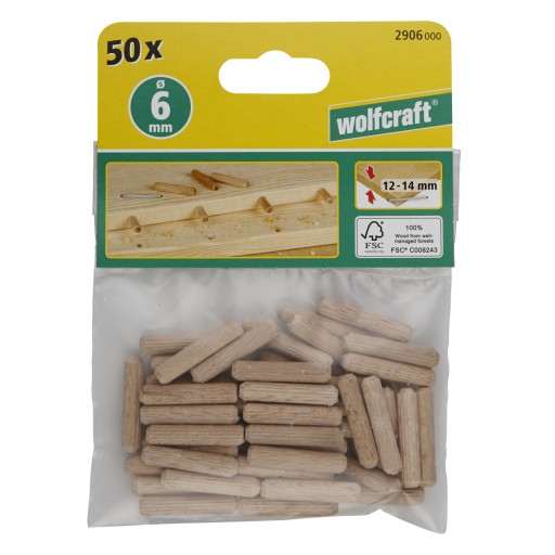 Drevené hmoždinky 6 mm 50 ks wolfcraft 2906000