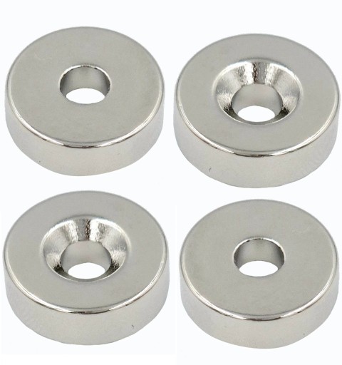 SILNÝ NEODYMOVÝ MAGNET 15x5 mm S OTVOROM 7,5/4,5 mm NA SKRUTKU 4 KUS