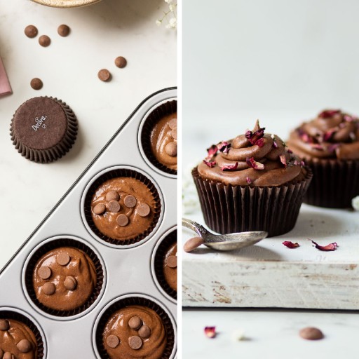 ZNAČKOVÉ VEĽKÉ KOLÍČKY NA MUFÍNY KOŠÍKY NA MUFFINY ČERVENÉ DEKORA 75 KS