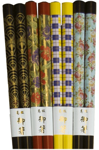 Pár japonských paličiek s rôznymi vzormi, 22 cm