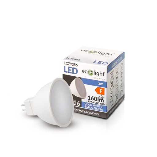 LED žiarovka MR16 12V 2W = 20W 160lm Studená