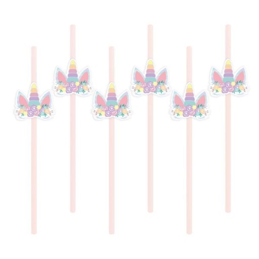 Papierové slamky Unicorn, 6 kusov