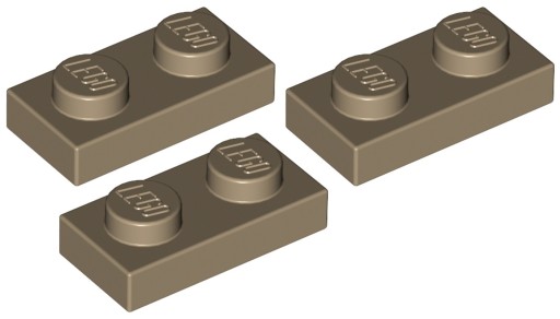 LEGO tanier 1x2 tmavobéžová (3023/4528604) 3ks