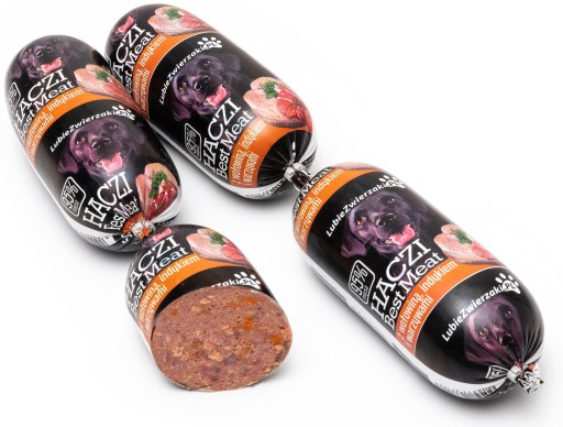 Mokré krmivo pre psov HACZI tyčinka 95% mäso hovädzie mäso morka zelenina 2x450g