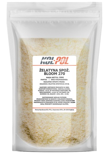 JEDÁLNA ŽELATÍNA 270 BLOOM 200g Pre kĺby kvalita | Kol-Pol