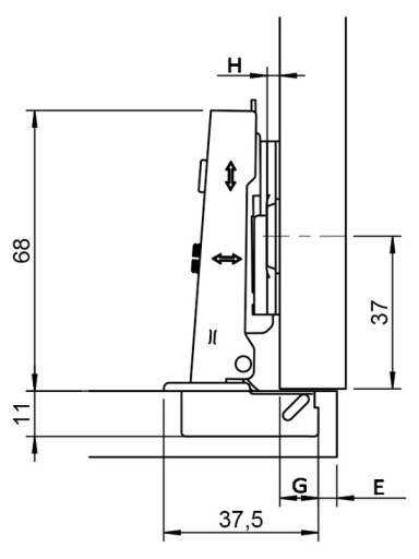 Nábytkový záves Hafele prekrytý 1 x 1 mm