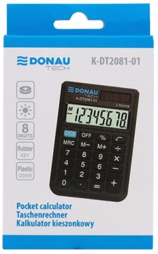 DONAU TECH vrecková kalkulačka, 8-miestna. čierna K-DT2081-01