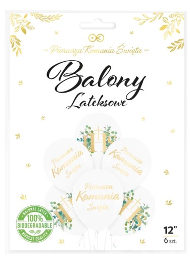 Latexové balóny, prvé sväté prijímanie IHS Eukalyptus, 6 kusov
