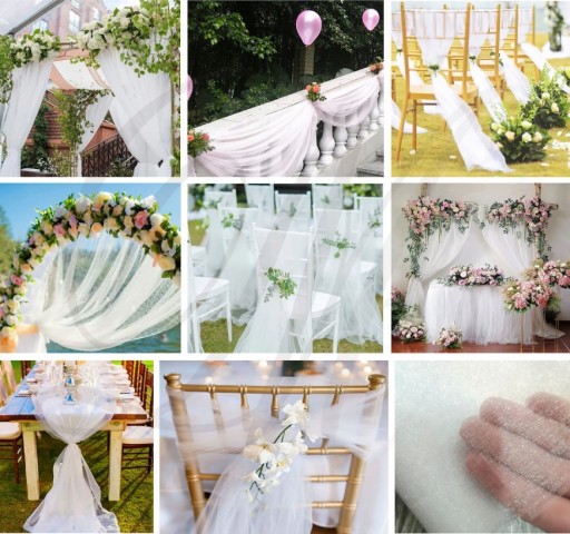 BIELA ORGANZA NA RÚLE HLADKÁ DEKORÁCIA SVADOBNÉ SVADOBNÉ SPOLOČENSTVO IHS 16 CM X 9 M