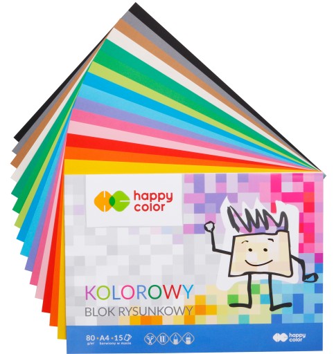 HAPPY COLOR Farebná podložka na kreslenie A4, 15 farieb