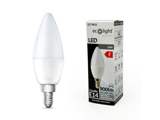 E14 LED žiarovka 10W=80W 4000K Neutral White 230V Sviečka
