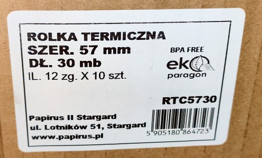 Termo rolka 57x30 pokladňa 57mm 30mb 10 ks