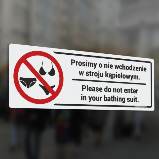 Nálepka - Zákaz vstupu v plavkách 7x20