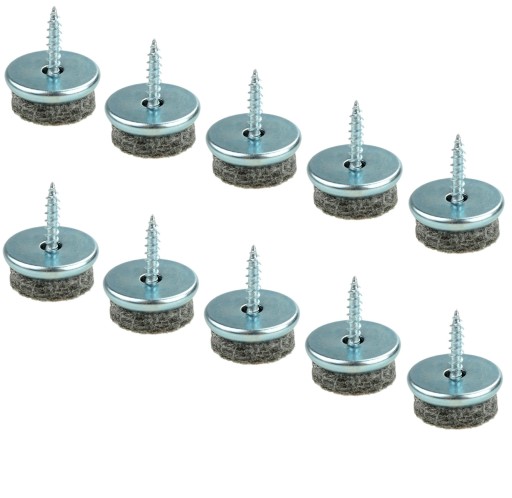 20 x kovový klzák priemer 22 mm s plsťou a skrutkou