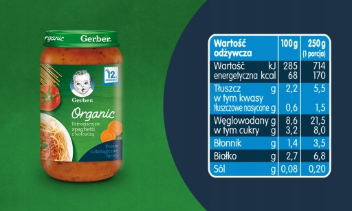 Gerber Bio celozrnné špagety s hovädzím mäsom EKO cestoviny 250g 12m+