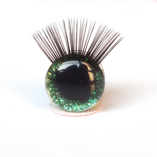 Oči s mihalnicami 18 mm zelené pre hračky Mascot Glitter Clamp PAIR