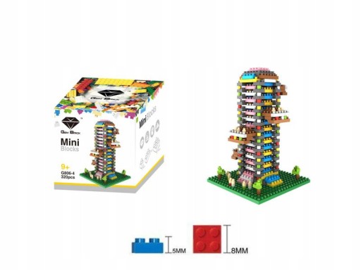 NAJMENŠIE BLOKY ARCHITEKTURA BUNGEE TOWER MINI BUDOVA 320 EL