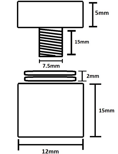 4 Montážne rozpery 12x20 INOX Montážna vzdialenosť Dekoratívne upevnenie